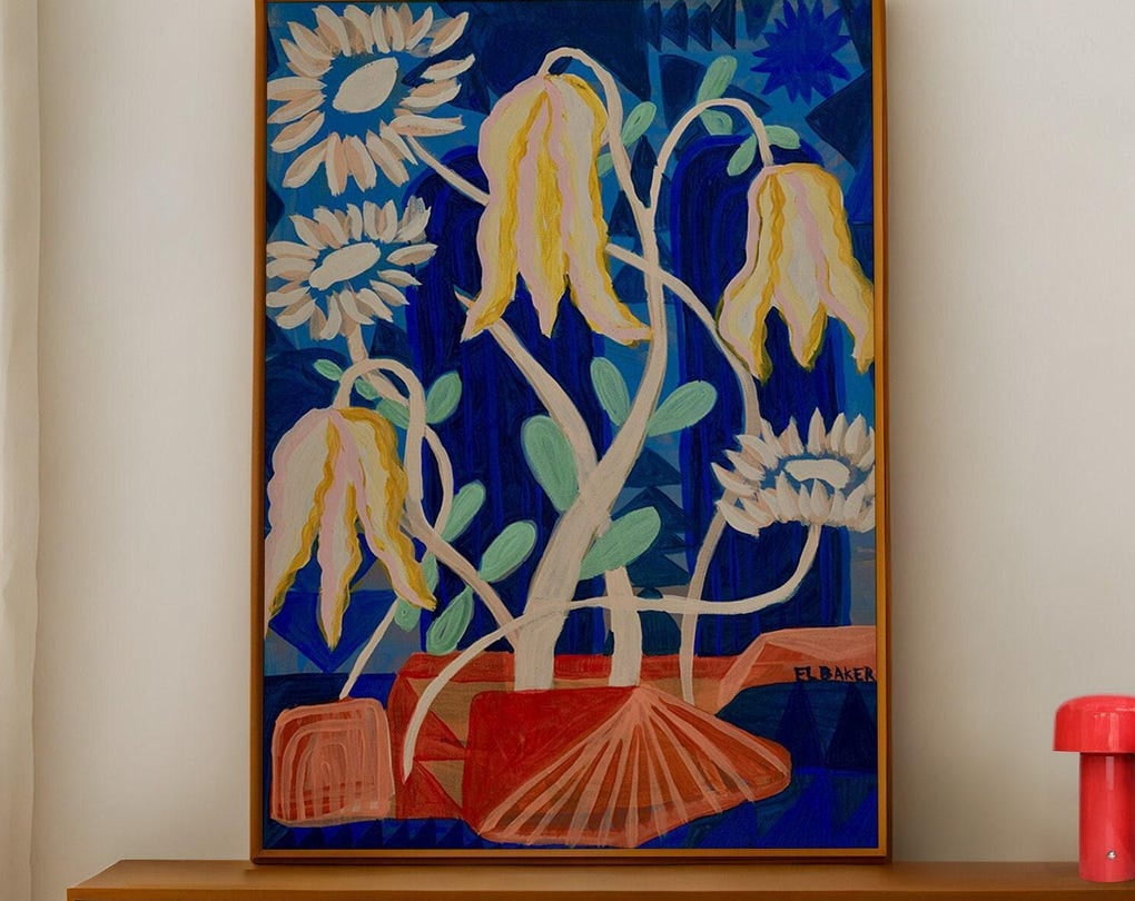 Colorful Botanical Art Print Abstract Floral Wall Art Midcentury ...