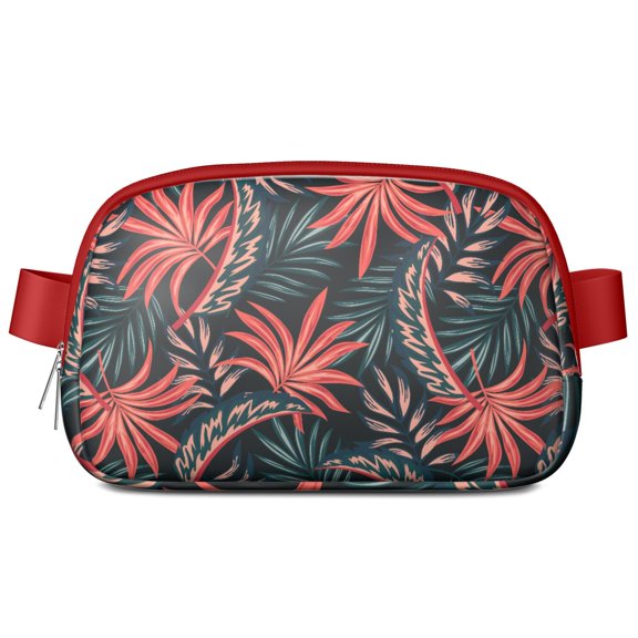 Colorful Botanical Belt Bag – Palm and Jungle Leaf Patterned Fanny Pack for Island Getaways