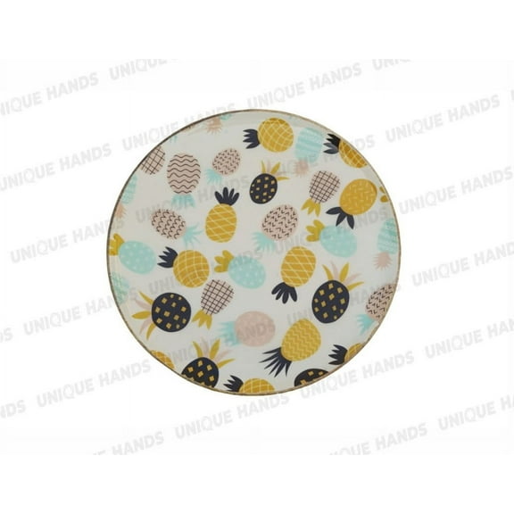 Colorful Botanical Design Mango Wood Round Serving Tray for Rustic Home Kitchen Coffee Table Decor Round Wooden Decorative Tray for Dining Room Halloween Christmas Decor