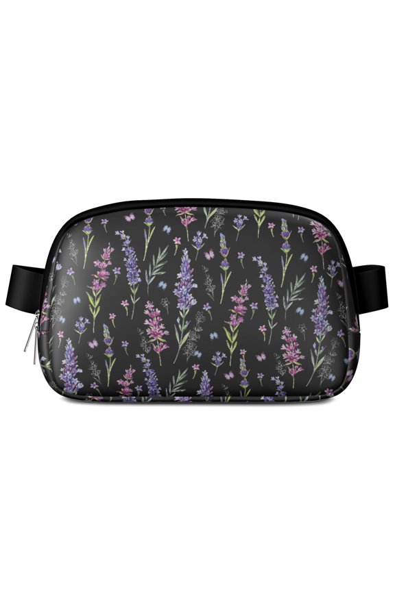 Colorful Botanical Fanny Pack – Tropical Flower & Leaf Waist Bag with Bright Wildflower Bloom & Bee Details