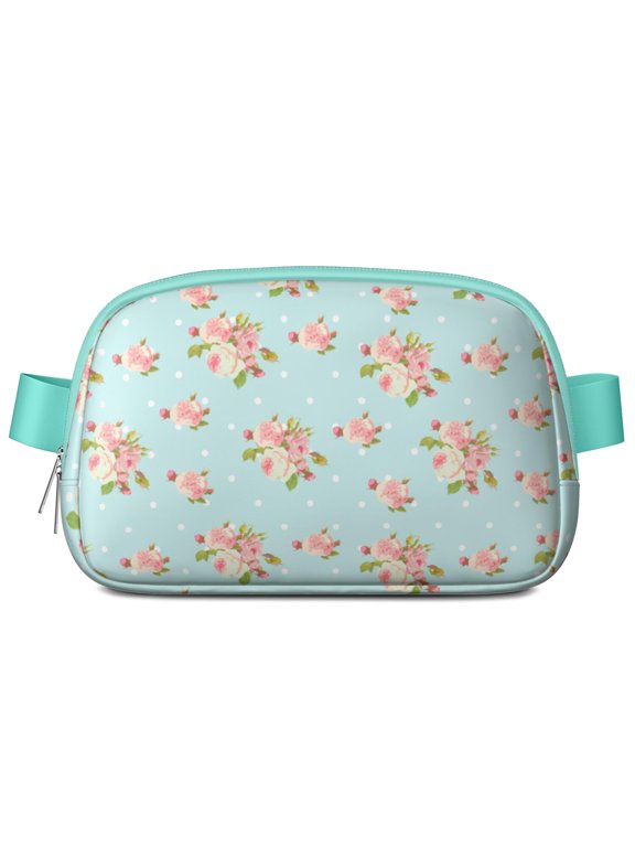 Colorful Botanical Fanny Pack – Tropical Flower & Leaf Waist Bag with Bright Wildflower Bloom & Bee Details