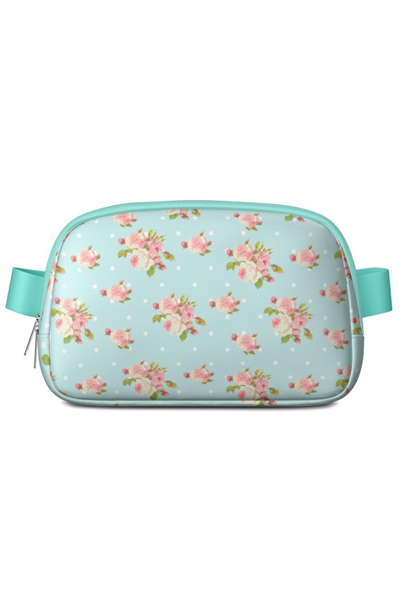 Colorful Botanical Fanny Pack – Tropical Flower & Leaf Waist Bag with Bright Wildflower Bloom & Bee Details