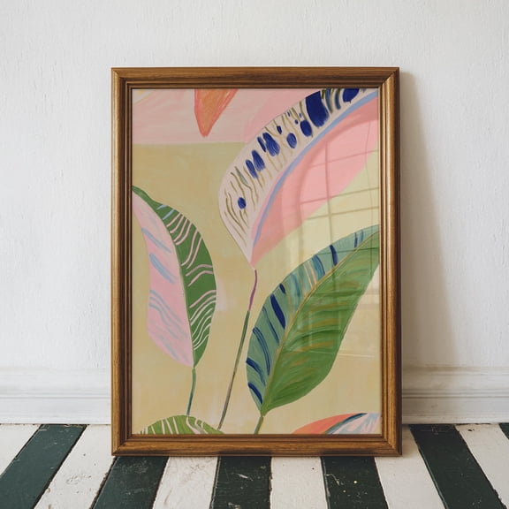 Colorful Botanical Poster, Tropical Home Decor, Colorful Wall Art, Aesthetic Decor, Botanical Wall Decor,, Stretched Canvas Size 16x24