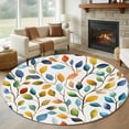 thumbnail image 1 of Colorful Botanical Round Area Rug 5 FT, Non Slip Bedroom Rugs, Pastoral Leaf Spring Summer Elegant Washable Soft Circular Carpet Non-Shedding Floor Mat for Kitchen Dining Room Foyer Balcony Dorm, 1 of 8