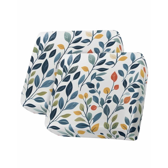 Colorful Botanical Sofa Couch Cushion Covers Washable, Removable Stretchable Sectional Couch Covers, Country Summer Leaves Watercolor Slipcovers for L & T Shape Sofa Furniture Protector S Size 2 pcs