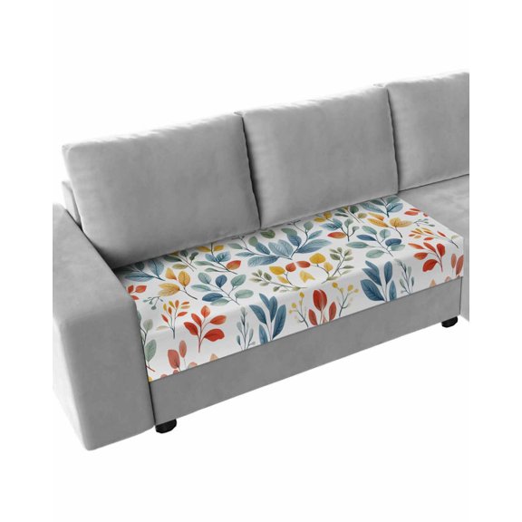 Colorful Botanical Sofa Couch Cushion Covers Washable, Removable Stretchable Sectional Couch Covers, Pastoral Country Summer Leaves Slipcovers for L & T Shape Sofa Furniture Protector M Size 1 pc