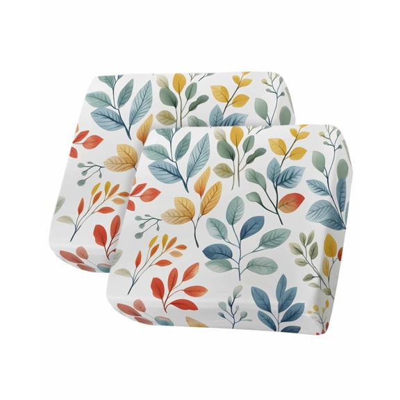 Colorful Botanical Sofa Couch Cushion Covers Washable, Removable Stretchable Sectional Couch Covers, Pastoral Country Summer Leaves Slipcovers for L & T Shape Sofa Furniture Protector S Size 2 pcs