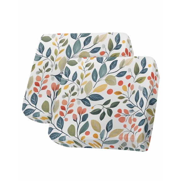 Colorful Botanical Sofa Couch Cushion Covers Washable, Removable Stretchable Sectional Couch Covers,Spring Summer Leaf Floral Pastoral Slipcovers for L & T Shape Sofa Furniture Protector S Size 2 pcs