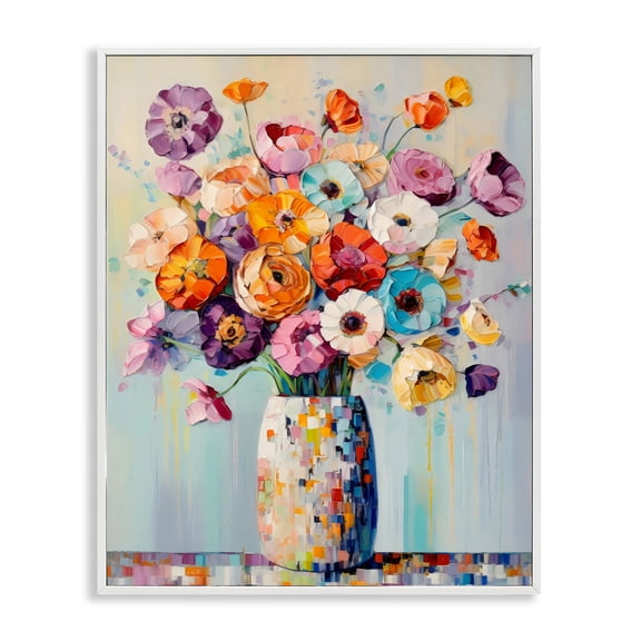 Stupell Industries Colorful Bouquet Of Texture White Framed Giclee Art, design by Creative Studio, 30 x 24