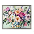 thumbnail image 1 of Stupell Industries Colorful Bouquet in Spring Vase Gray Framed Floater Canvas Wall Art, design by Petal Prints Design, 1 of 9