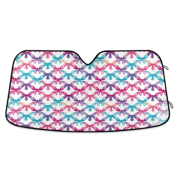 Colorful Bow Tie Car Windshield Sun Shade Foldable Car Front Window Visor Heat and UV Protection 53x23.5
