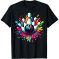 thumbnail image 1 of Colorful Bowling Game Day Bowling Cute Colorsplash Ball T-Shirt, 1 of 3