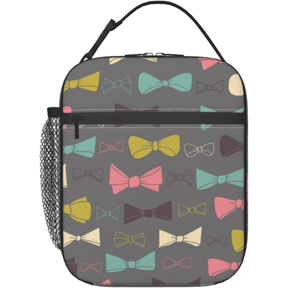 Colorful Bows Insulated Lunch Bag, Lunch Box for Office Travel, Lunch Bag for Men and Women