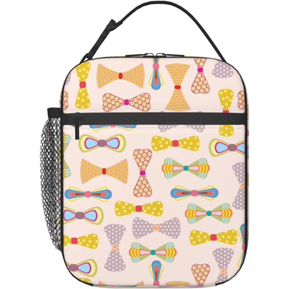 Colorful Bows Insulated Lunch Bag, Lunch Box for Office Travel, Lunch Bag for Men and Women