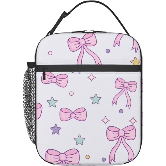 Colorful Bows Insulated Lunch Bag, Lunch Box for Office Travel, Lunch Bag for Men and Women
