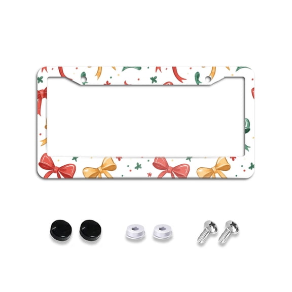 Colorful Bows License Plate Frames for Women Men Car Plate Holder Cover Metal Tag Aluminum Car Accessories Front Rear Plate Decor