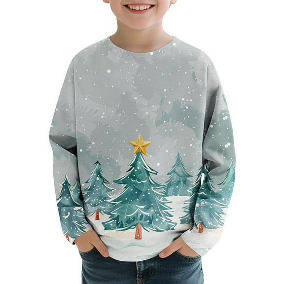 Colorful Boy Girl Children Boy Girl Graphic T Shirts Crew Neck Tee Tops for Child Long Sleeve Elegant Festival Christmas Casual Kawaii T Shirt Warm Winter Fall Tee Shirt 2025 4 Years