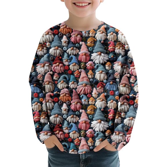 Colorful Boy Girl Elegant Happy Holiday Christmas Lounge T Shirts for Kids Girl Boy Winter Fall Long Sleeve Crew Neck Graphic Kawaii Shirt Warm Tee Shirt Tops Kid 2025 9 Years