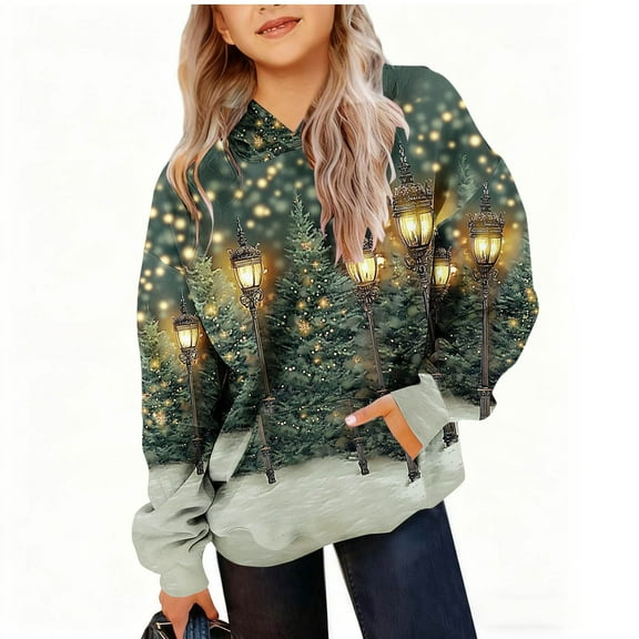 Colorful Boy Girl Kids Girl Boy Warm Fuzzy with Hood Graphic Hoodies Outfits Sweatshirts for Kid Long Sleeve Velour Happy Holiday Christmas Casual Winter Fall s 2025 5 Years