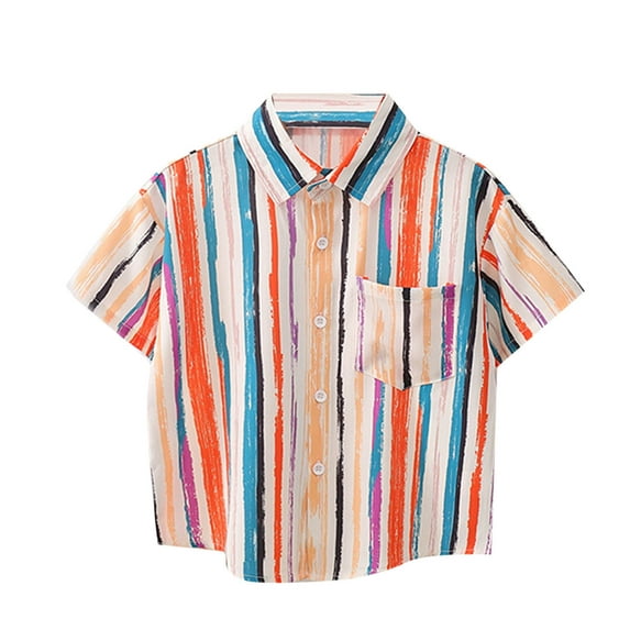 Colorful Boy Girl Short Sleeve T Shirt for Kids Girl Boy Fall Summer Turtleneck Graphic Happy Vacation Gift Lounge Thin Striped Tops Shirts Child 2025 Clothes Y2K 2 Years