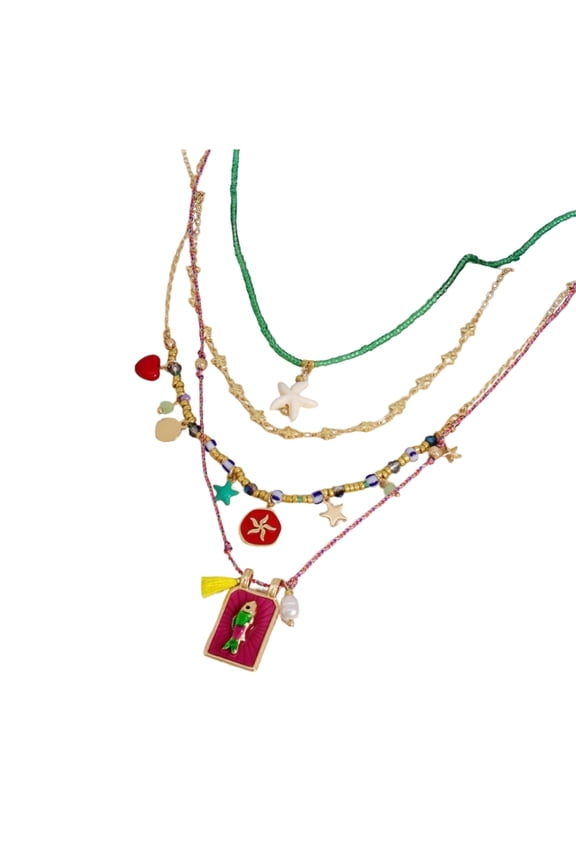 Colorful Braided Chain Accessory Set With Interchangeable Pendants Fashion Jewelry
