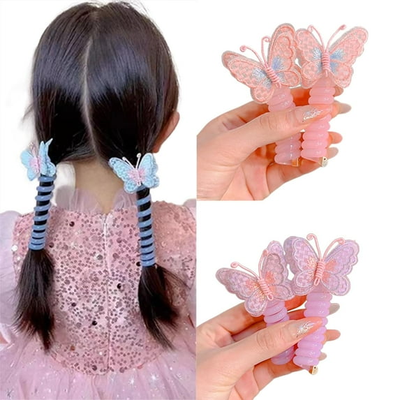 Colorful Braided Flower Hair Accessories - Spiral Telephone Wire Ponytail Holders, Phone Cord Hair Ties (4PCS 02)