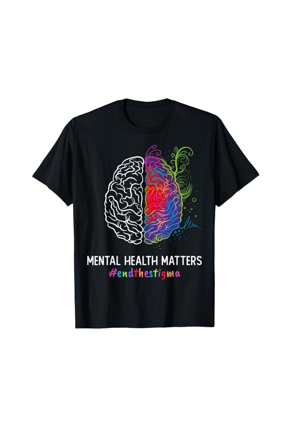 Colorful Brain Design T-Shirt - Promote Mental Health Awareness and End The Stigma