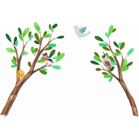 Colorful Branches Wall Decals with Birds Wall Stickers Watercolor Animal Vinyl Decor for Baby Nursery Kids Bedroom Classroom Bedroom Living Room Wall Decor Colorful