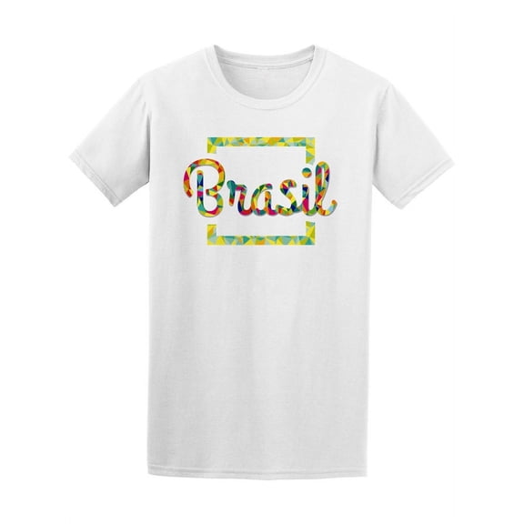 Colorful Brasil Lettering T-Shirt Men -Image by Shutterstock, Male Large