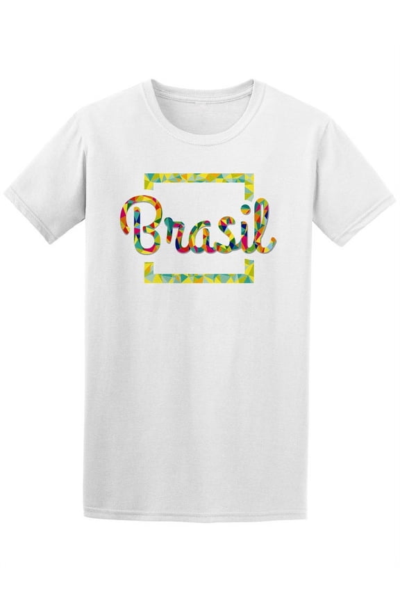 Colorful Brasil Lettering T-Shirt Men -Image by Shutterstock, Male Large