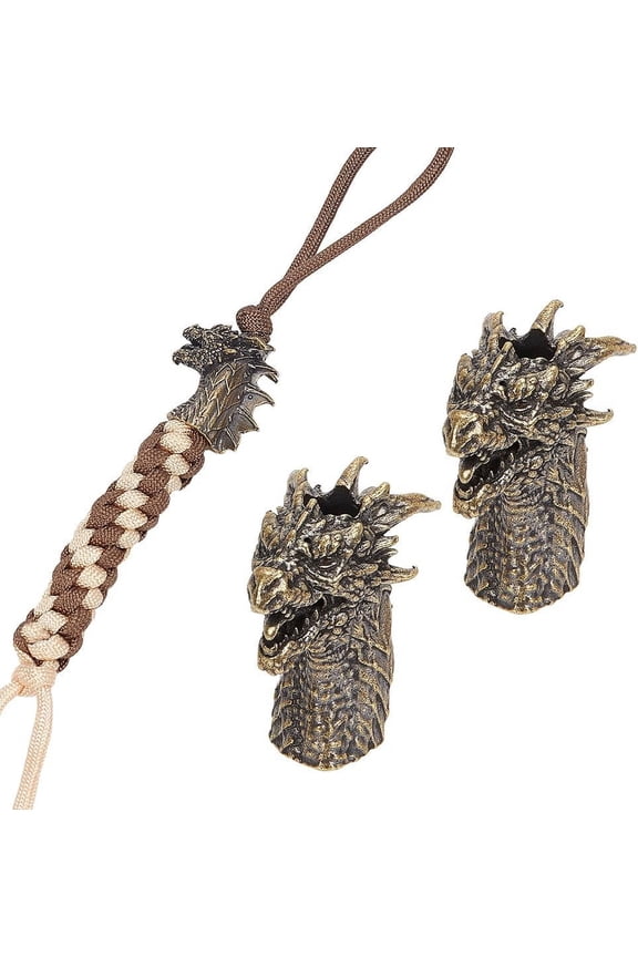 Colorful Brass European Bead Dragon Head Beads 0.24 Inch Large Hole Beads Bronze Lanyard Beads for EDC Rope Making Pendant Buckle Keychain 1.3x0.67x1.28 Inch