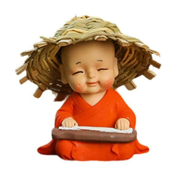 Colorful Brazil Wood Lucky Plant With Small Monk Ornament For Hydroponic Growing, Easy Care Indoor Green Decoration That Symbolizes Good Fortune And Prosperity