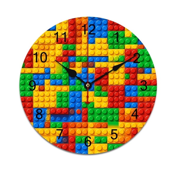 Colorful Brick Pattern Design Time Decorative Wall Clocks Round Large Wall Watch Bedroom Home Decor 10in