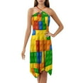 thumbnail image 1 of Colorful Bricks Design Dress Elegant Party Dresses Evening Dresses Women Dress Long Dresses Sleeveless Dress Ladies Dresses, 1 of 4