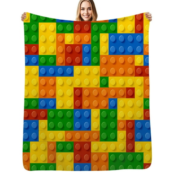 Colorful Bricks Design Flannel Blanket Warm Soft Bedding Throws Winter Camping Chair Sofa Bed
