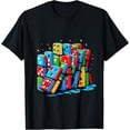 thumbnail image 1 of Colorful Bright Domino Cascade Red Blue Yellow Pattern T-Shirt, 1 of 4