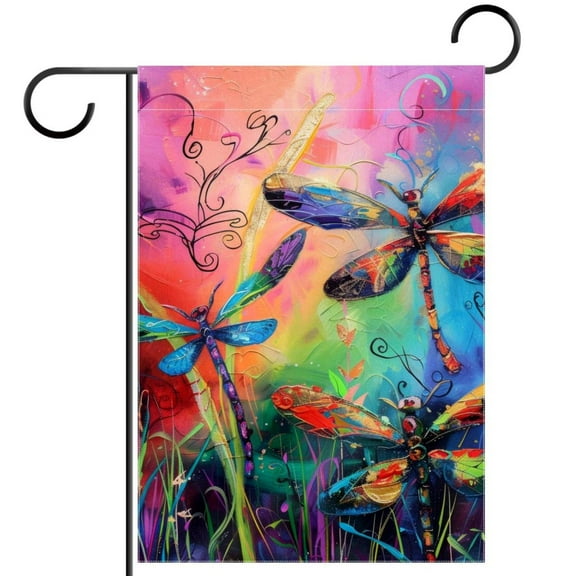 Colorful Bright Dragonflies Welcome Garden Flags, 12 x 18 Inch Double Sided Outdoor Yard Flags Waterproof For Home Outside Patio Lawn Porch