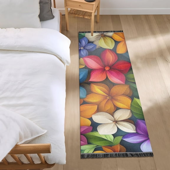 Colorful Bright Flowers Bedroom Runner Rug 2'x 6' Non Slip Carpet Indoor Home Area Rug Living Room