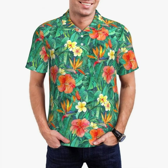 Colorful Bright Flowers Casual T-Shirts Retro Hippie Print Polo Shirts Man Retro Shirt Bea