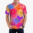 thumbnail image 1 of Colorful Bright Flowers Casual T-Shirts Retro Hippie Print Polo Shirts Man Retro Shirt Bea, 1 of 5