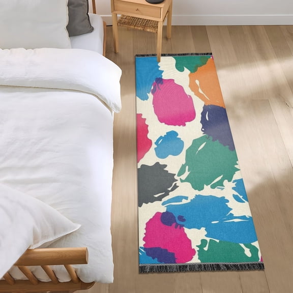 Colorful Brush Spots Runner Area Rug 2x6 Soft Non-Slip Washable Bedside Carpet for Hallway Bedroom Living Room Home Decor