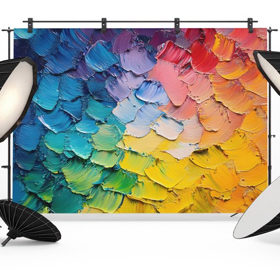 Colorful Brushstrokes Backdrop for Photography, Abstract Art Expressionism Photo Backdrop Portrait Background Party Banner Photo Backgrounds for Studio Booth Props, 7x5ft