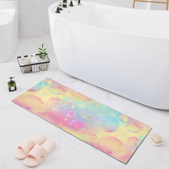 Colorful Bubbles Bath Mat 39x20 Non-Slip Bathroom Rugs Absorbent Soft Plush Quick Dry for Tub Shower Kitchen Home Decor