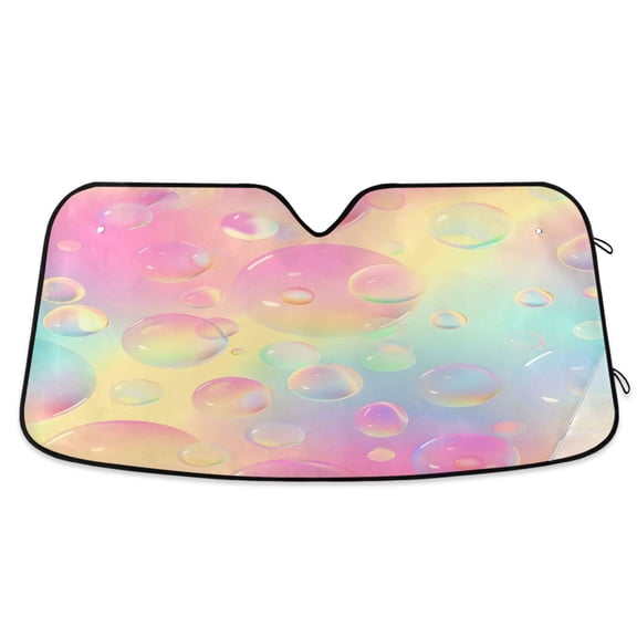 Colorful Bubbles Car Windshield Sun Shade Foldable Car Front Window Visor Heat and UV Protection 53x23.5
