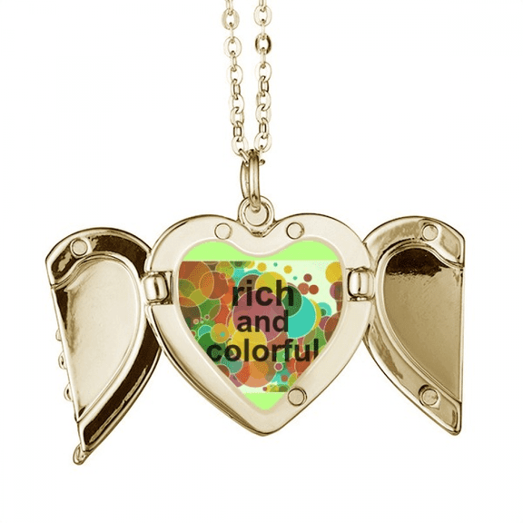 Colorful Bubbles Celebration Easter Folded Wings Peach Heart Pendant Necklace