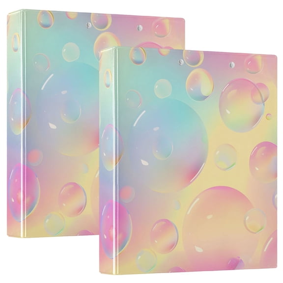 Colorful Bubbles Hardcover 3 Ring Binder 1.5” Round Rings Letter Size Paper Pockets for School Office Supplies