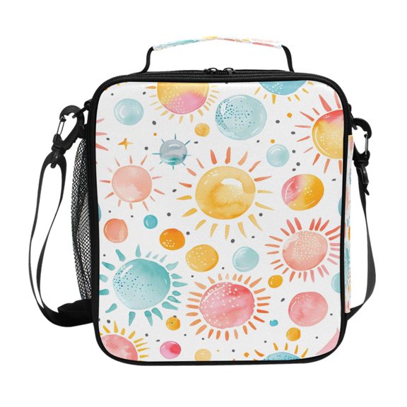 Colorful Bubbles Sun Watercolor Insulated Lunch Bag Reusable Lunch Box Lunch Container with Straps
