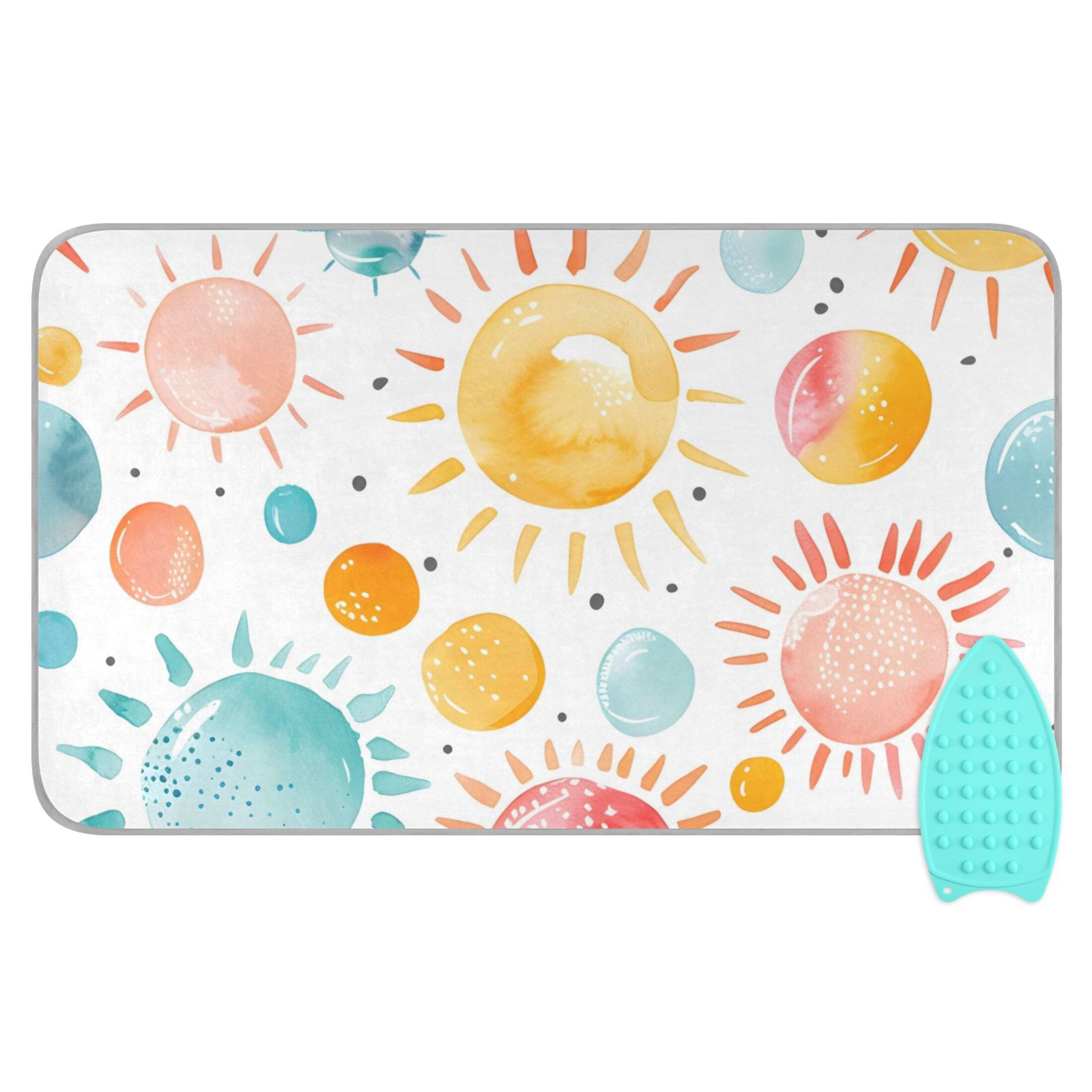 Colorful Bubbles Sun Watercolor Ironing Mat Blanket Portable Travel Ironing Pad Heat Resistant Pad 47.2" x 27.6”