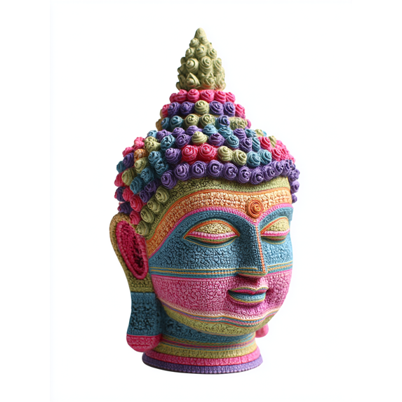 Colorful Buddha Sculpture Canvas Print，Peaceful Spiritual Wall Art for Living Room Bedroom Yoga