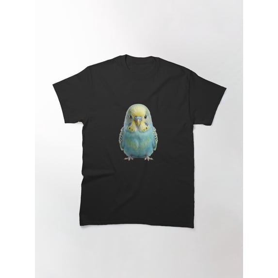 Colorful Budgerigar Portrait Cute Blue Yellow Parakeet Bird Design Unisex T-Shirt up to Size 5XL
